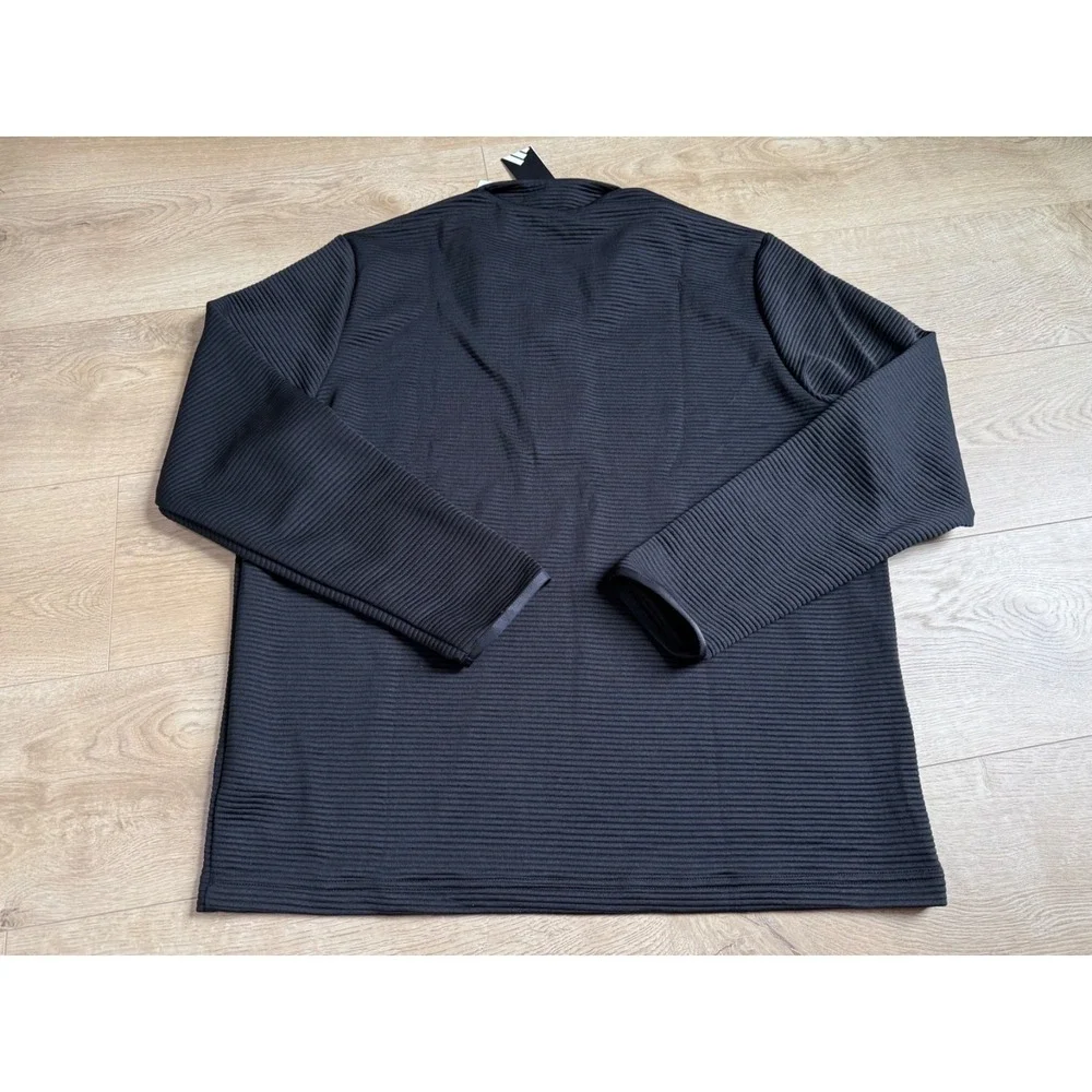 NWT Mens Adidas golf long sleeve ribbed sweatshirt 1/4 quarter zip black L $75